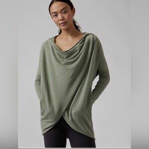 ATHLETA Purana Wrap Sweatshirt Eucalyptus Olive NEW